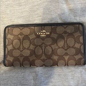 Coach Signature Brown Zip-Around Wallet